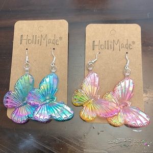 Iridescent butterfly earrings